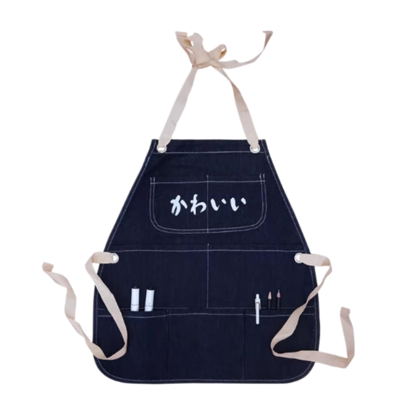 日系可愛兒童圍裙：耐磨牛仔布多功能口袋，香港制服訂造首選