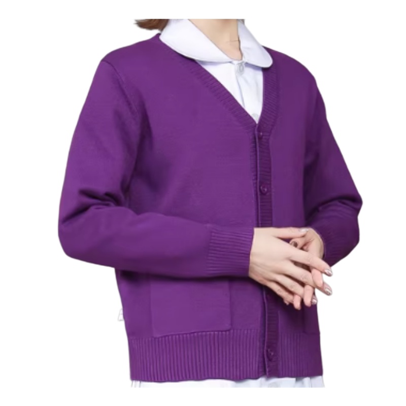 舒適V領鈕扣羊毛混紡針織毛衣外套 - 香港制服訂造首選