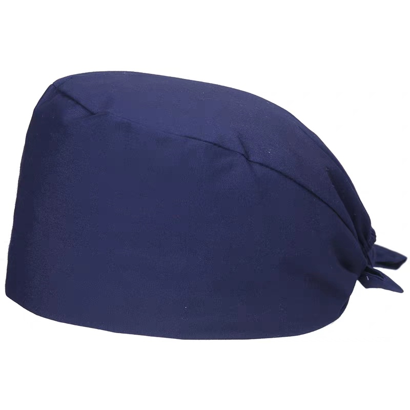 舒適透氣海軍藍手術帽/廚師帽 – 優質棉混紡，專業衛生之選