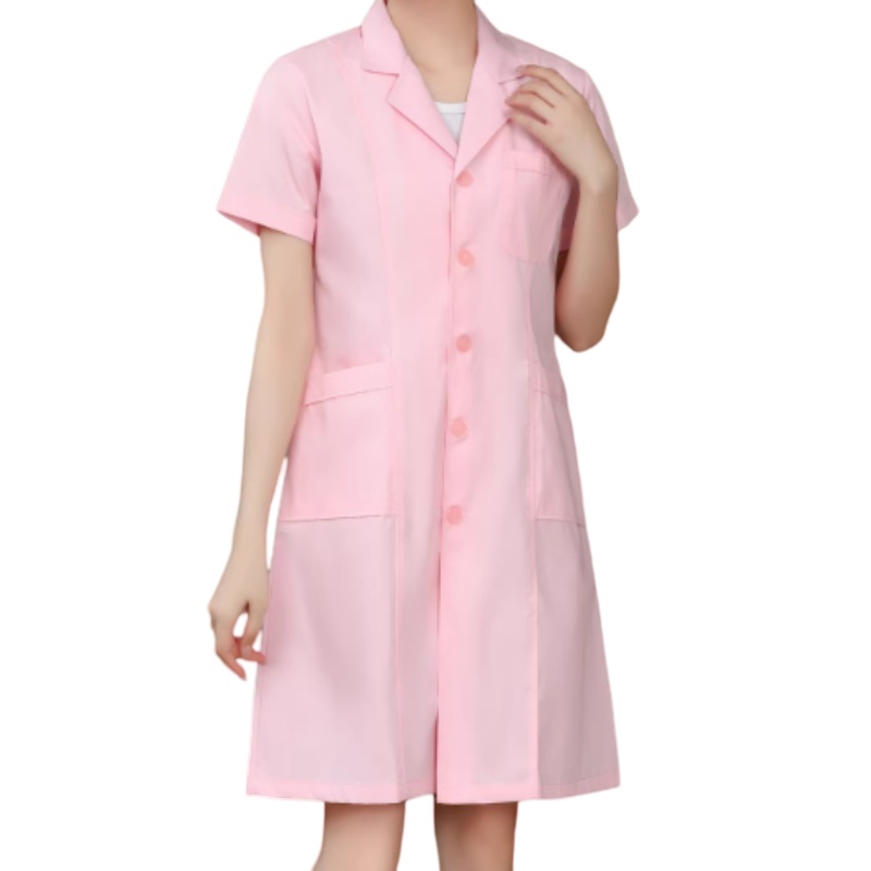 輕柔粉色短袖護士袍/實驗室白袍訂造，透氣舒適，展現專業與活力