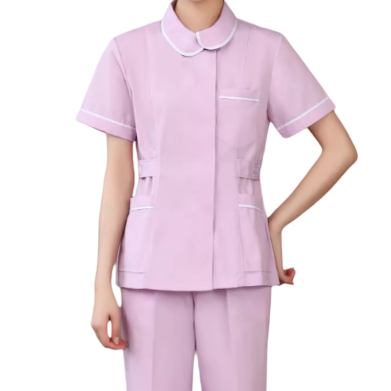 專業護士服訂造:舒適透氣淡紫色短袖制服,展現醫護人員專業形象
