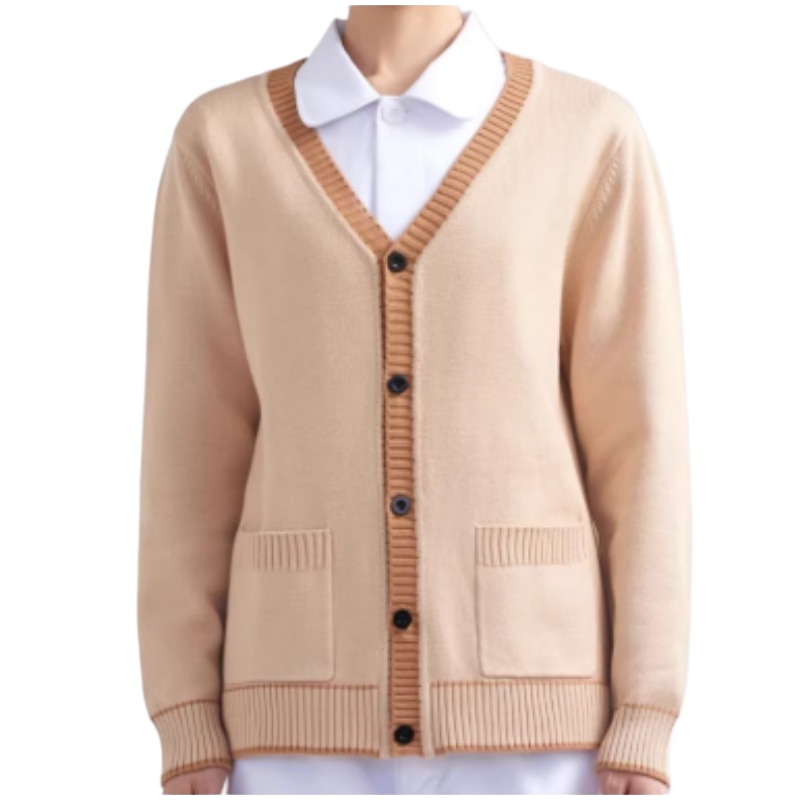 經典V領撞色邊針織開衫:舒適保暖,商務休閒制服訂造首選