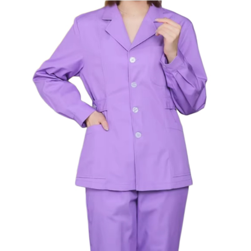 透氣舒適薰衣草紫護士服套裝，專業醫療制服訂造首選