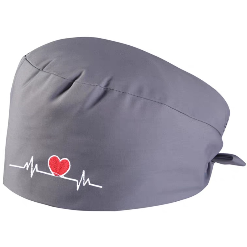 心電圖愛心刺繡醫護帽：透氣吸汗，專業醫護人員專用制服帽