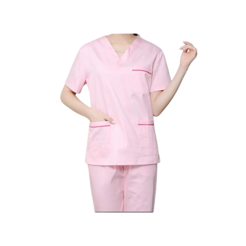 輕柔透氣醫護洗手服套裝:V領短袖,多口袋設計,專業舒適之選