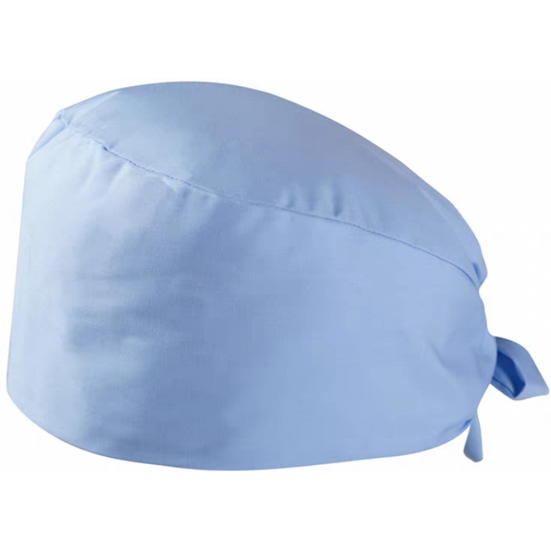 輕盈透氣淺藍色綁帶手術帽 醫護廚師專用工作帽