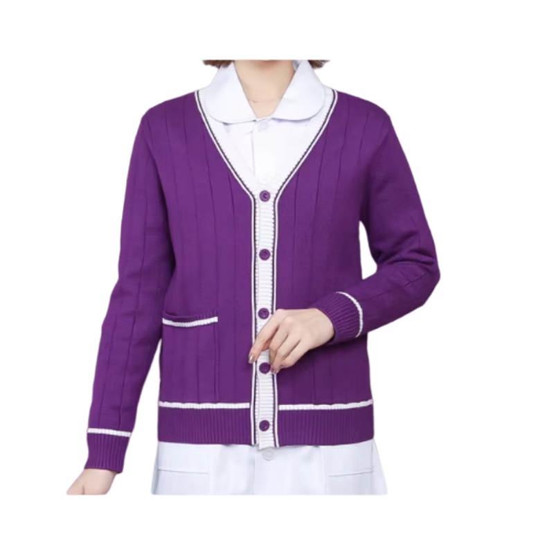 溫暖舒適V領毛針織開衫：香港專業制服訂造，秋冬工作必備