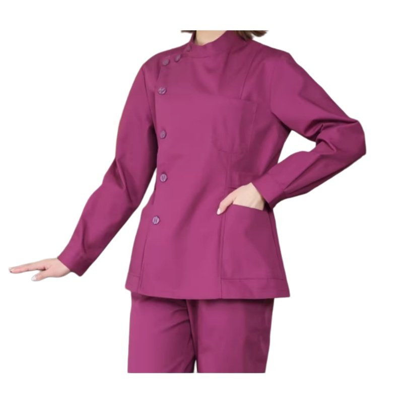 專業醫護紫羅蘭色護士服套裝：透氣耐磨，香港制服訂造首選