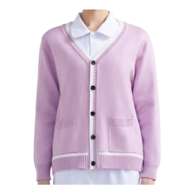 溫暖舒適V領針織開衫,香港制服訂造首選,柔軟親膚,多色可選