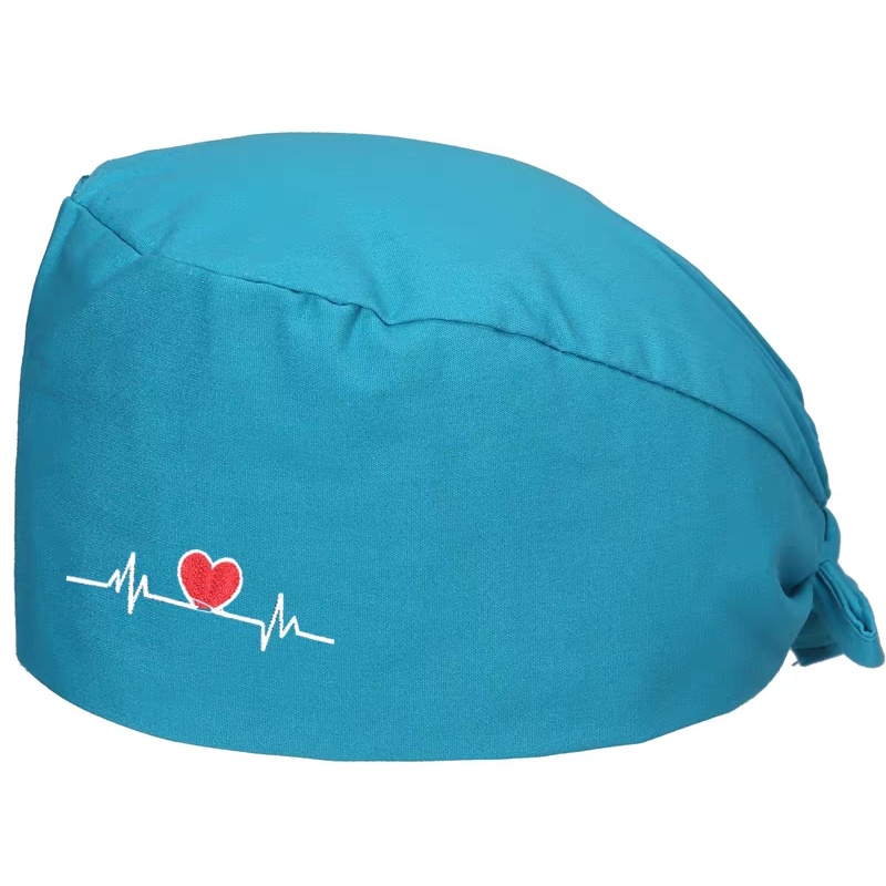 心電圖愛心刺繡醫護帽 舒適透氣手術帽 香港訂造