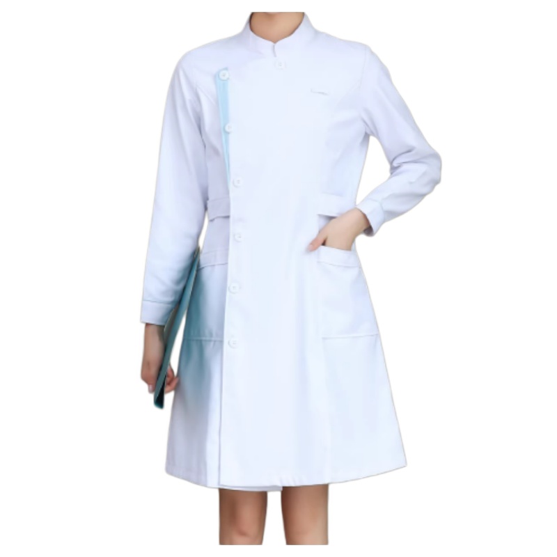 專業醫護系列:輕盈透氣斜襟白袍,展現專業與舒適