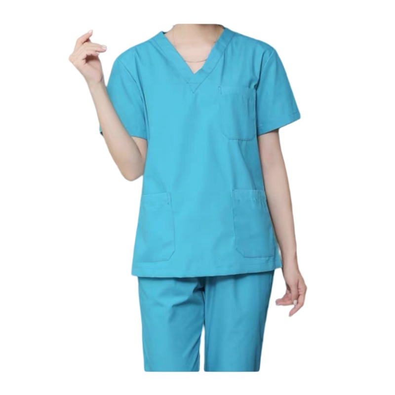 透氣耐磨醫護洗手服套裝，專業V領設計，香港醫護制服訂造首選