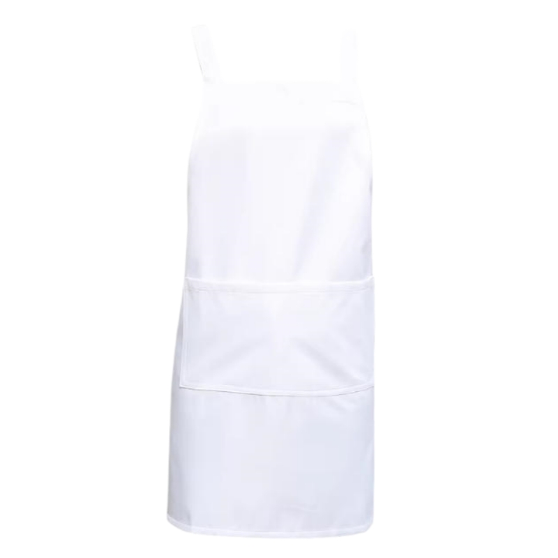 專業耐用純白圍裙訂造 – 廚房餐飲烘焙多功能圍裙 1