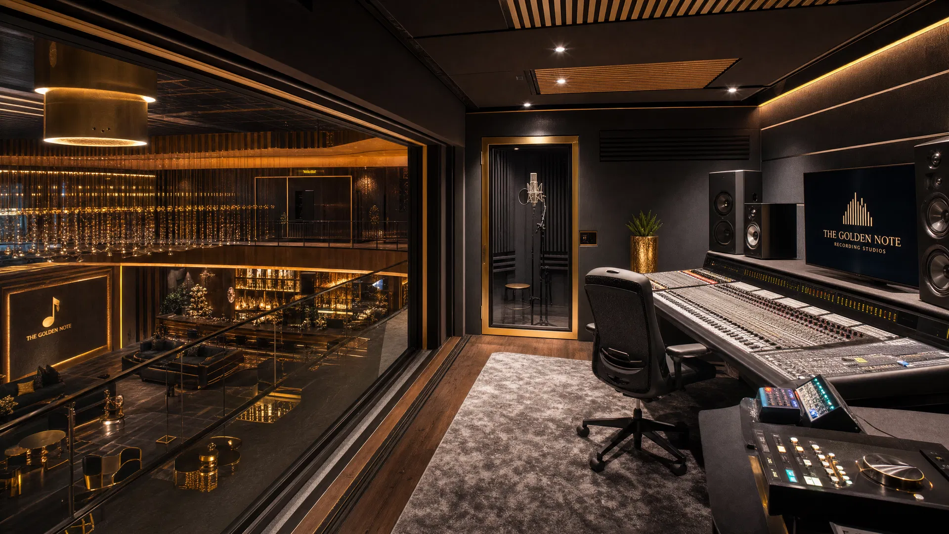 Professional recording studio on the mezzanine level