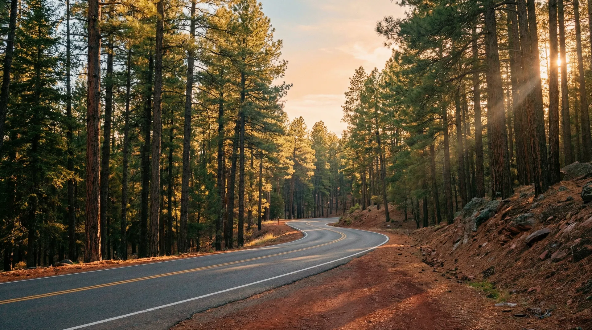 Forest Dells luxury mountain modern home at golden hour, Payson Arizona