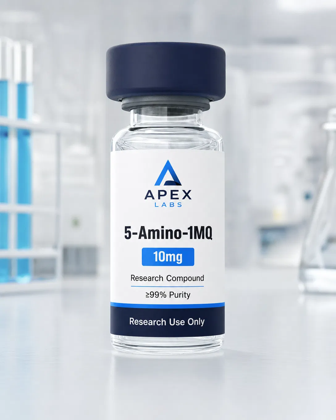 5-Amino-1MQ 10mg full APEX LABS branded research bottle