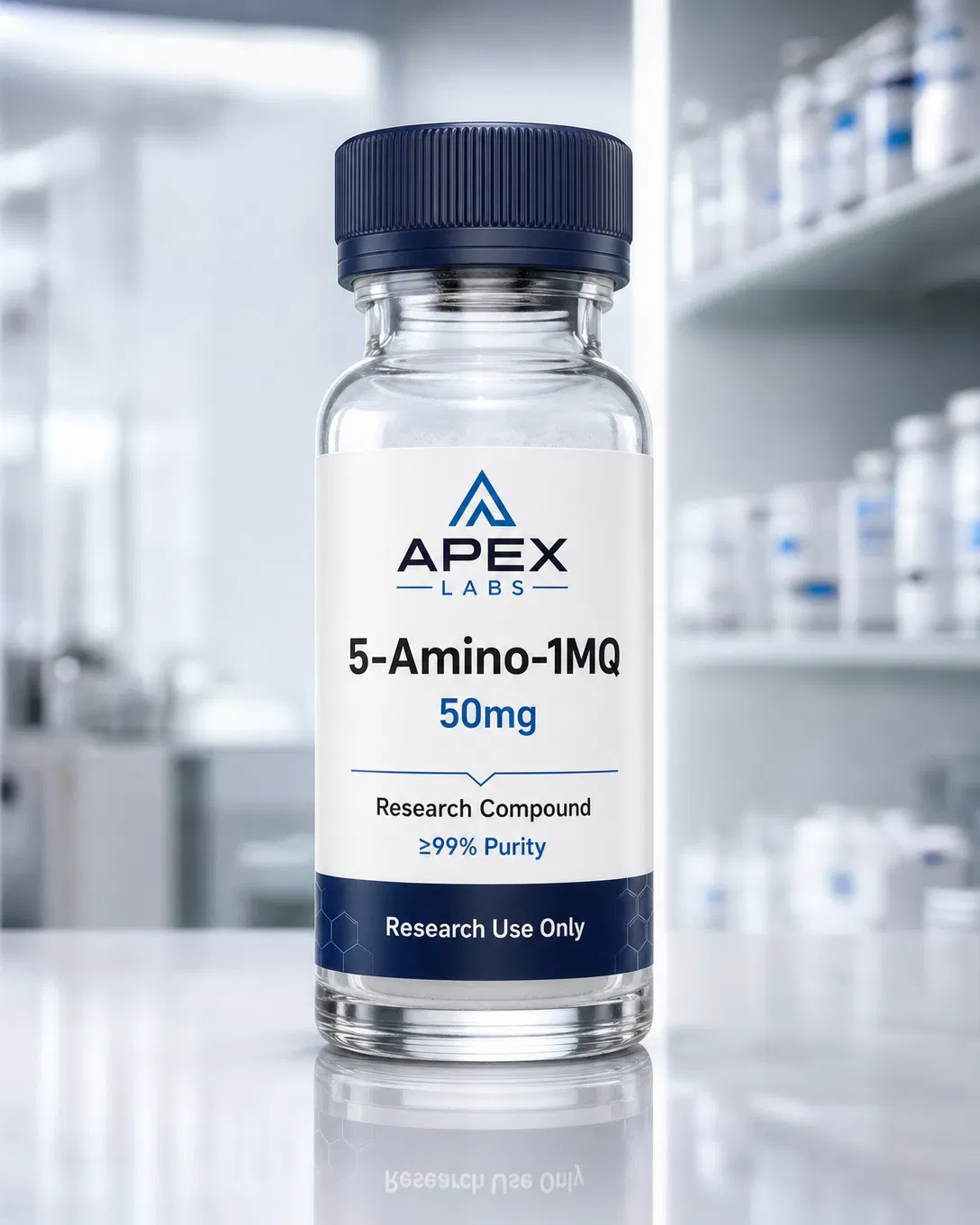 5-Amino-1MQ 50mg full APEX LABS branded research bottle