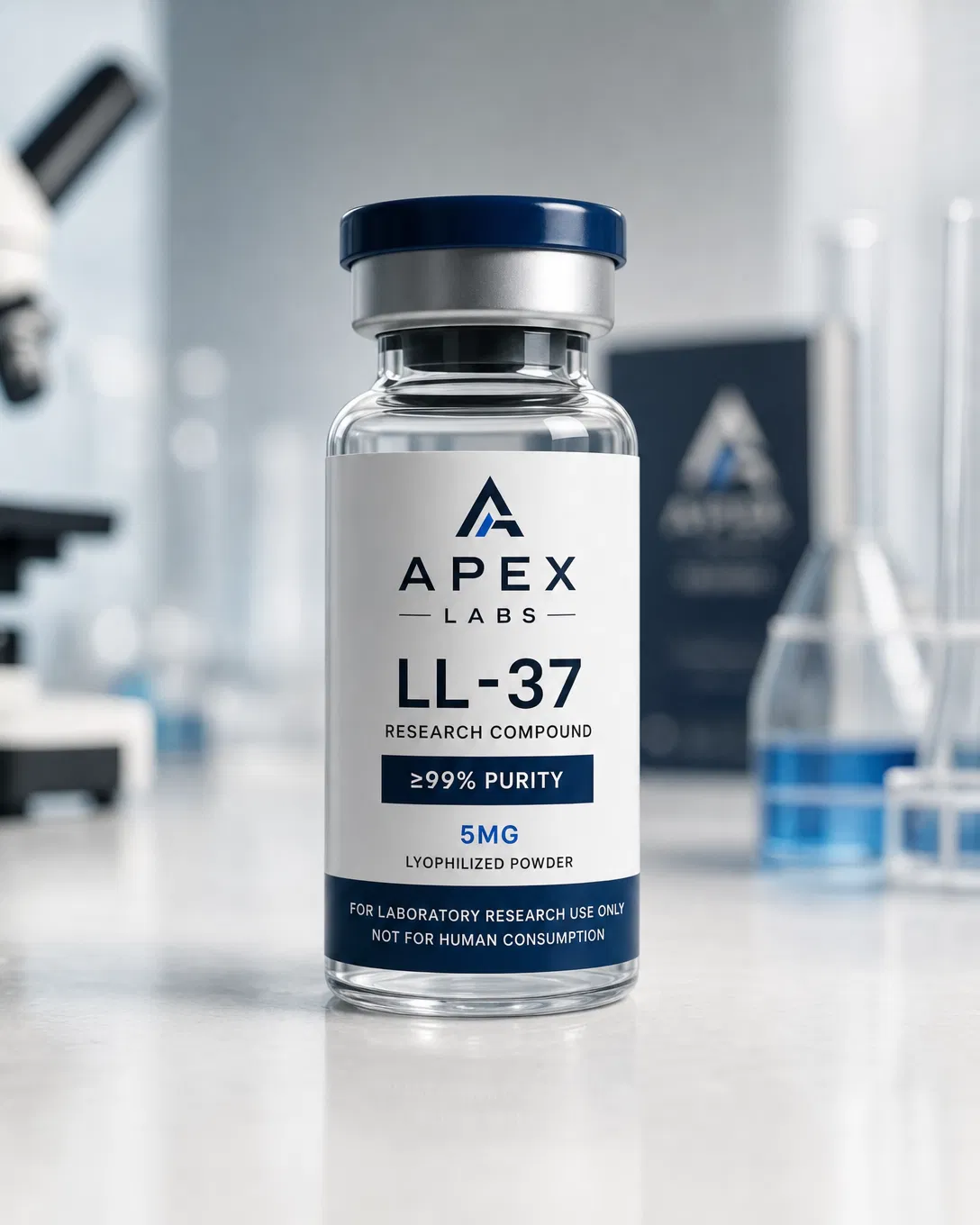 LL-37 5mg full APEX LABS branded research bottle