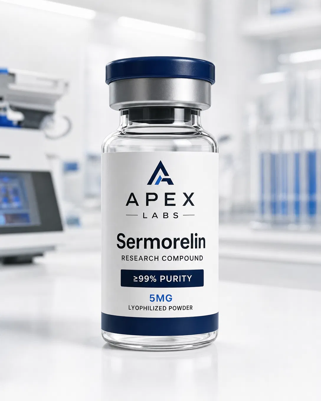 Sermorelin 15mg full APEX LABS branded research bottle