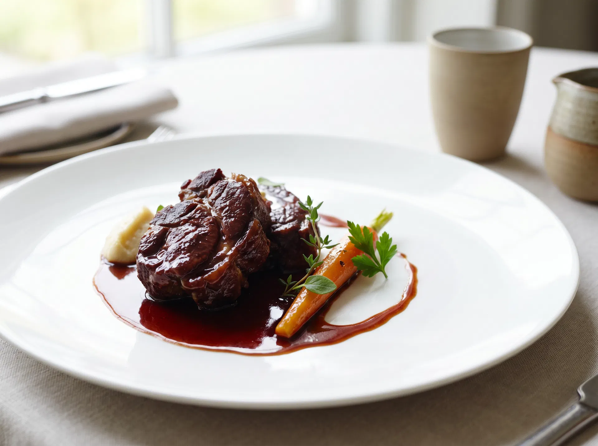 Slow-Braised Lamb Neck in a Rich Red Wine & Herb Jus