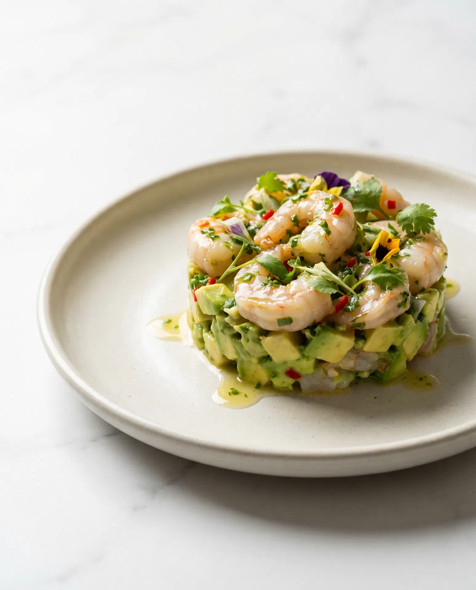 Pan-African Shrimp & Avocado Tartare with Coriander-Lime Vinaigrette