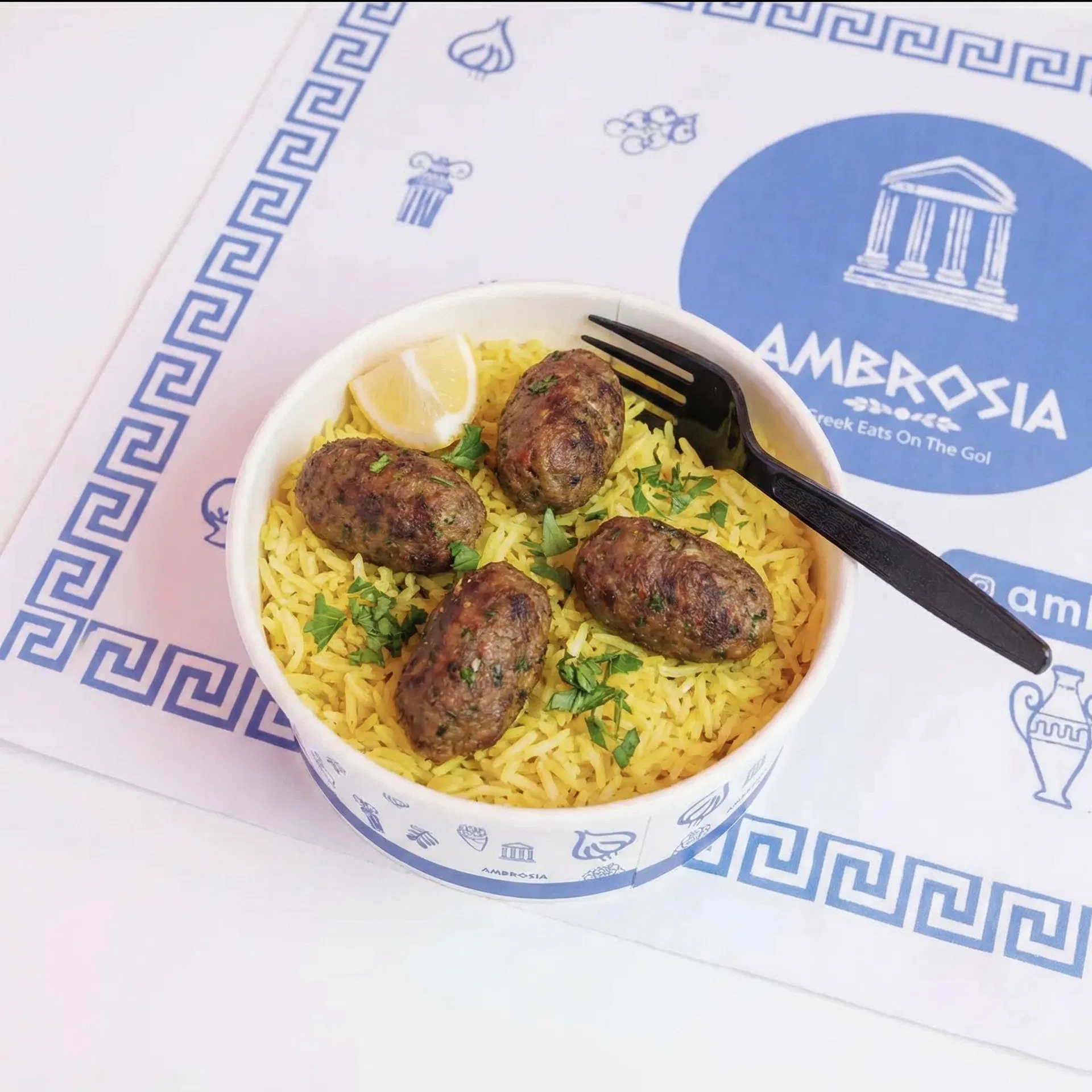 Greek Lemon Rice With Koftas