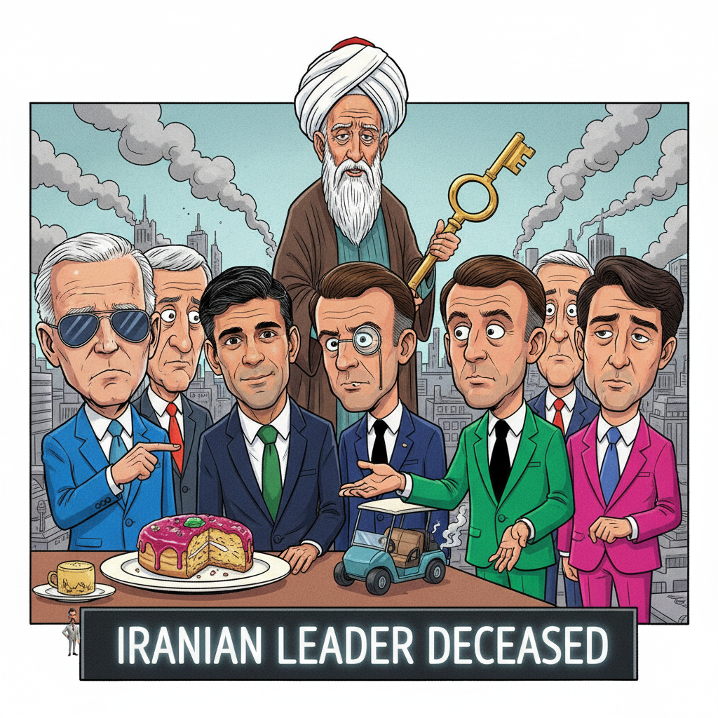 global leaders express mild surprise at death of Iranian supreme leader, citing 'unusual' nature of event