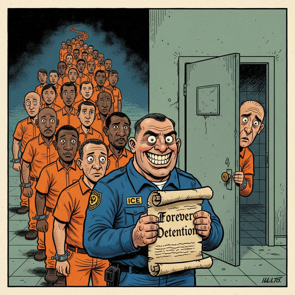 ICE Announces New 'Forever Detention' Program, Citing Ancient Scroll Discovered In Law Library Bathroom