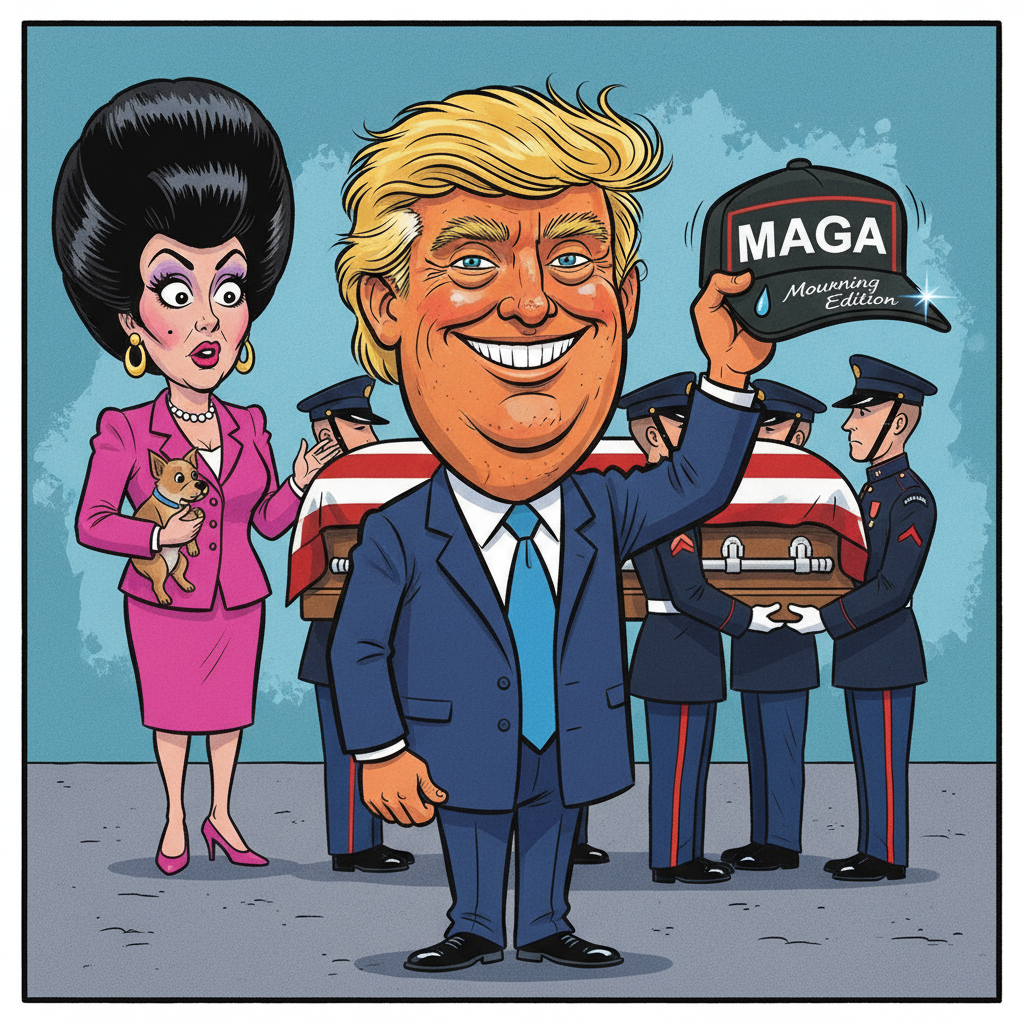 President Unveils New 'MAGA: Mourning Edition' Hat Line at Dignified Transfer Ceremony