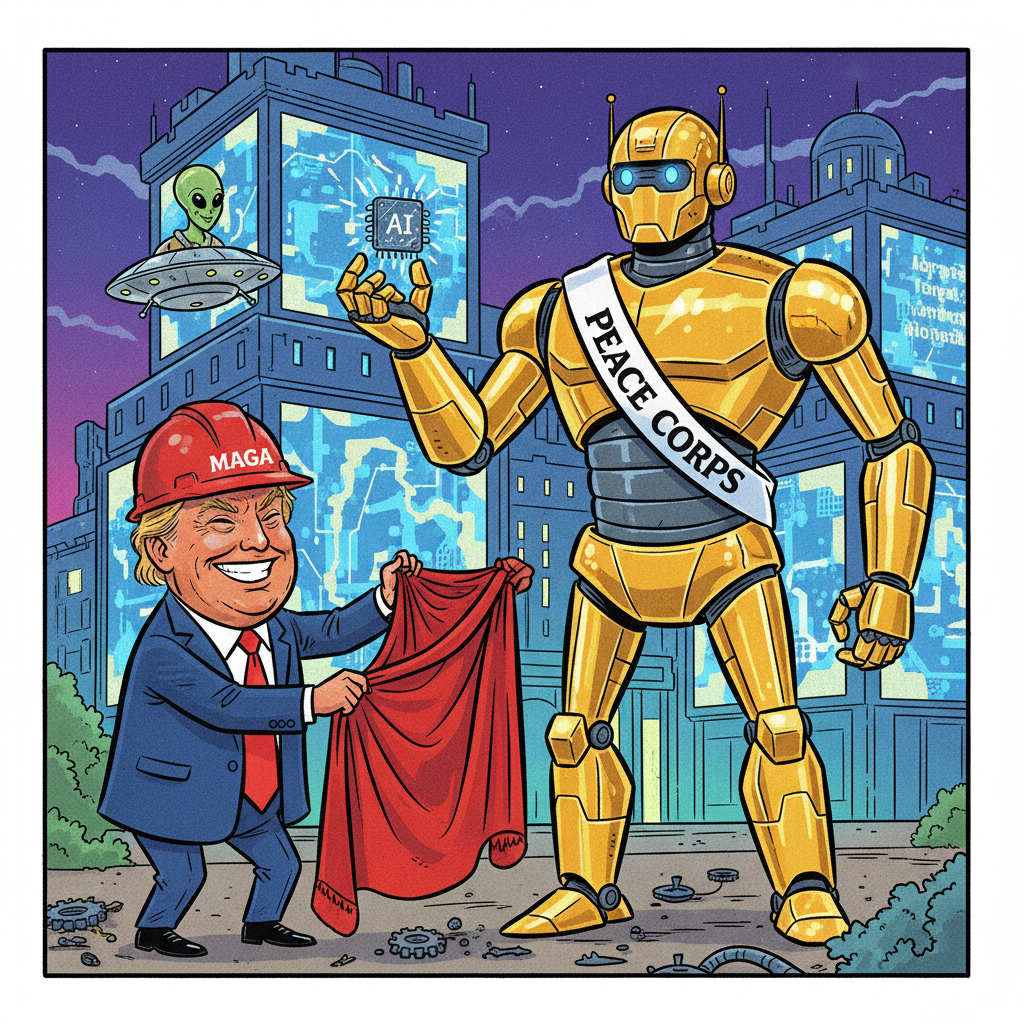 Trump Unveils AI Initiative To 'Make Algorithms Great Again,' Promises Robot Peace Corps
