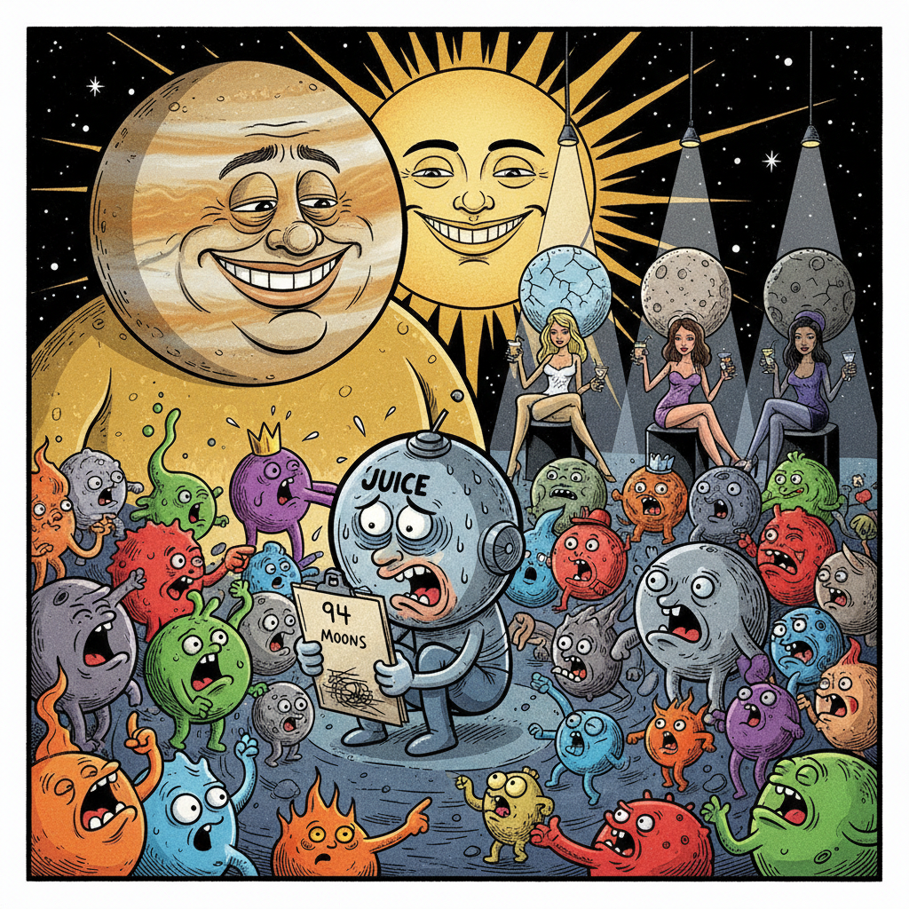 JUICE Probe Forced To Acknowledge Jupiter’s Entire Extended Family