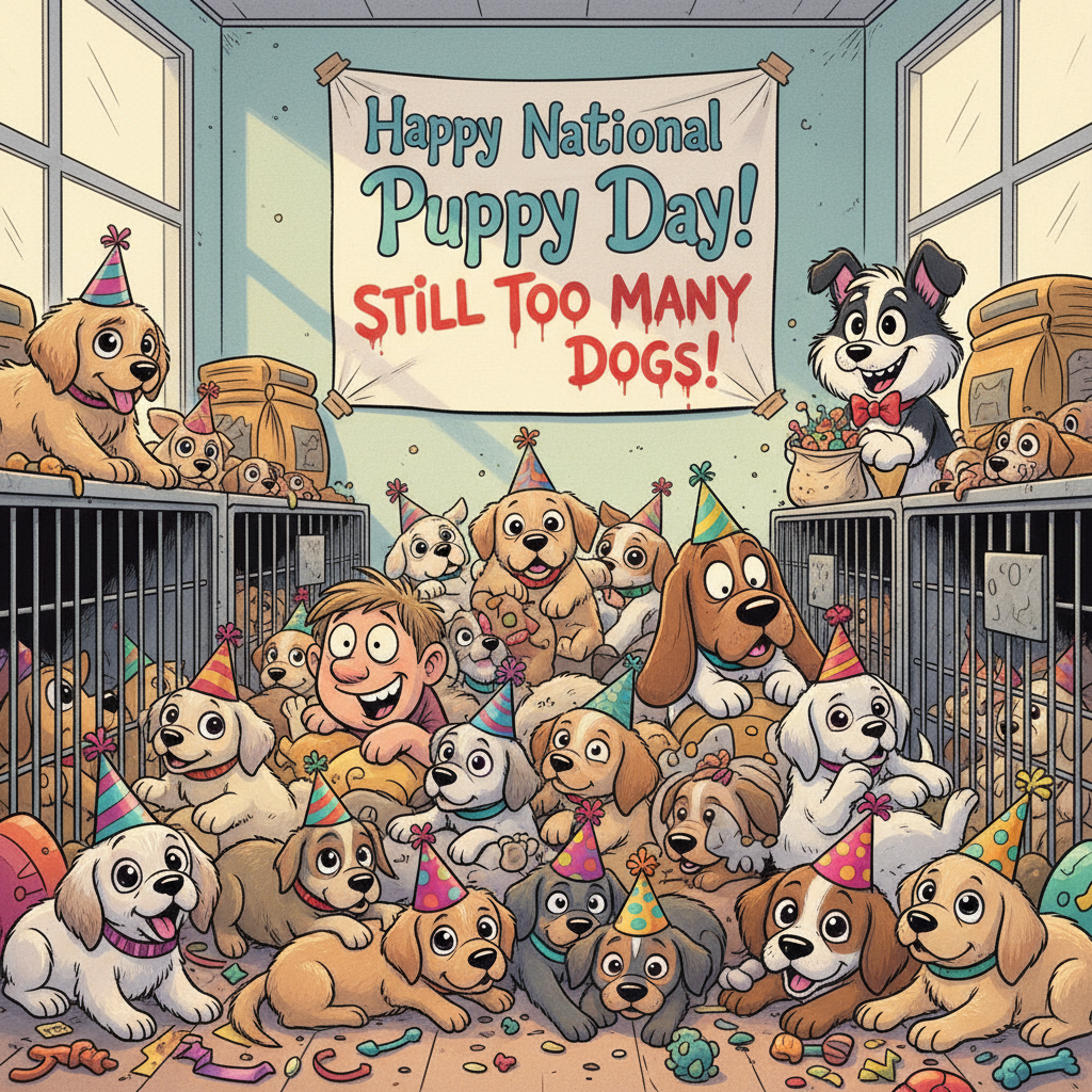 Local Shelter Celebrates National Puppy Day By Reminding Everyone They Still Have Too Many Dogs