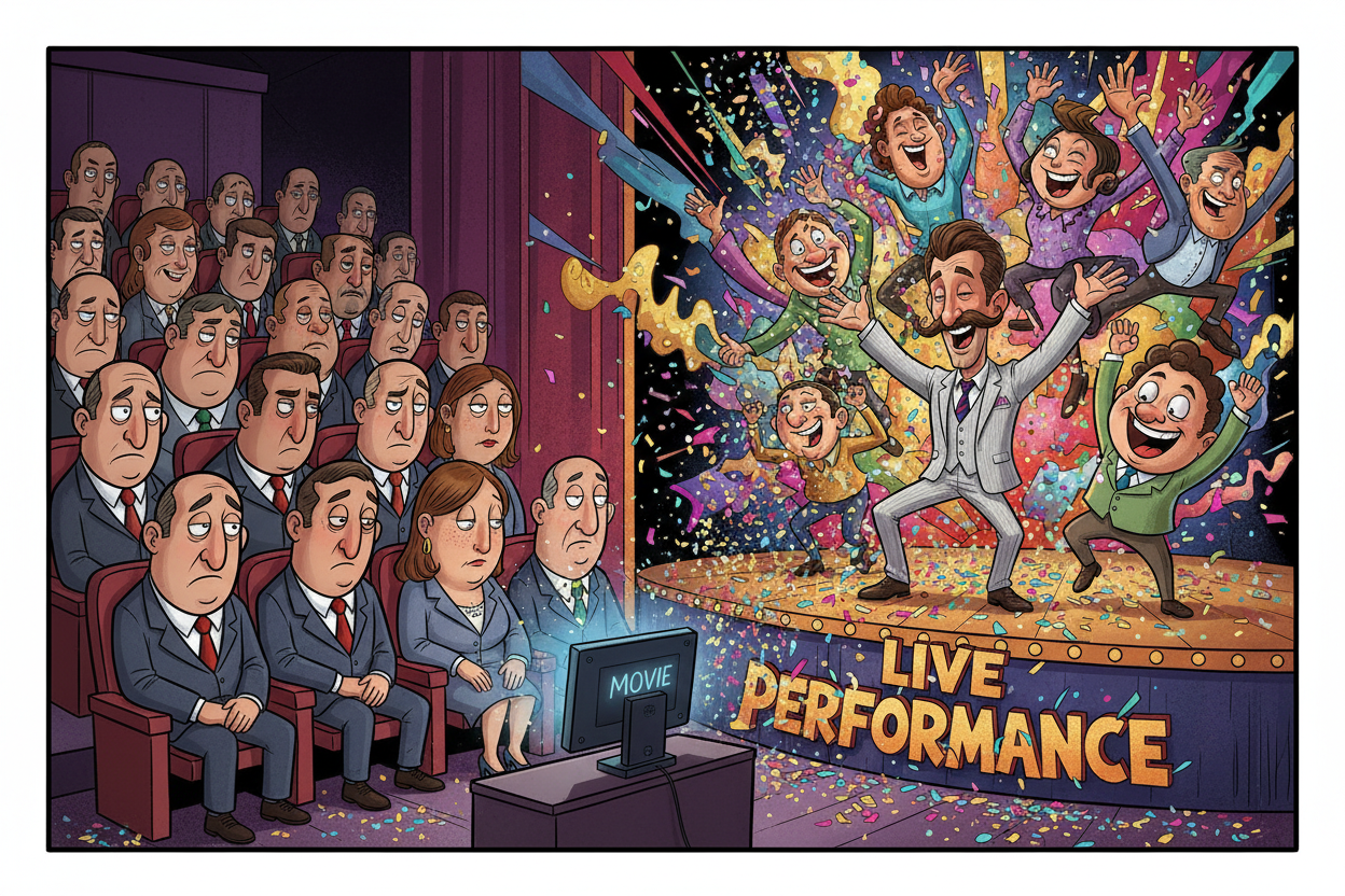 New Study Confirms Watching Movies Is Not The Same As Attending Live Performance