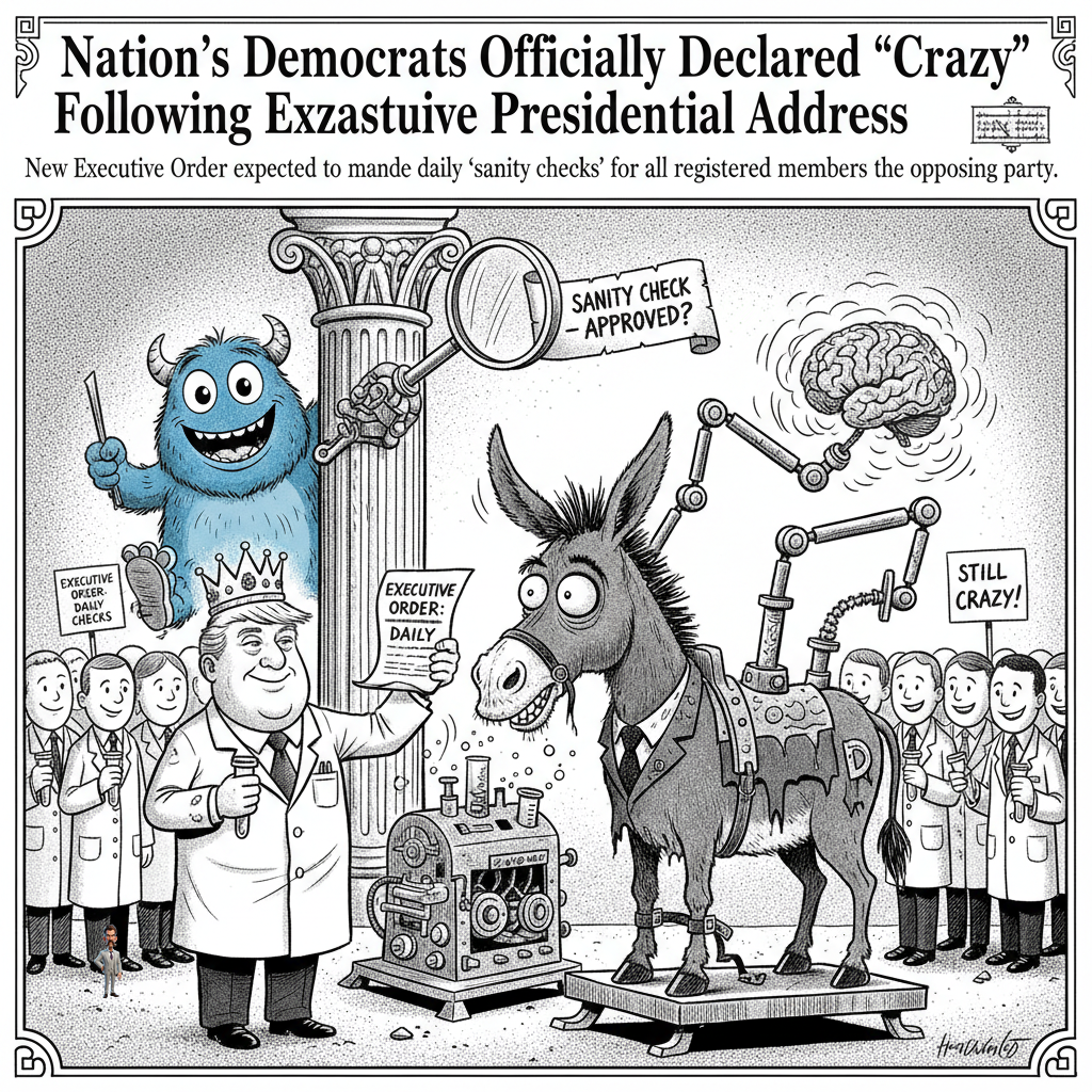 Nation's Democrats Officially Declared 'Crazy' Following Exhaustive Presidential Address