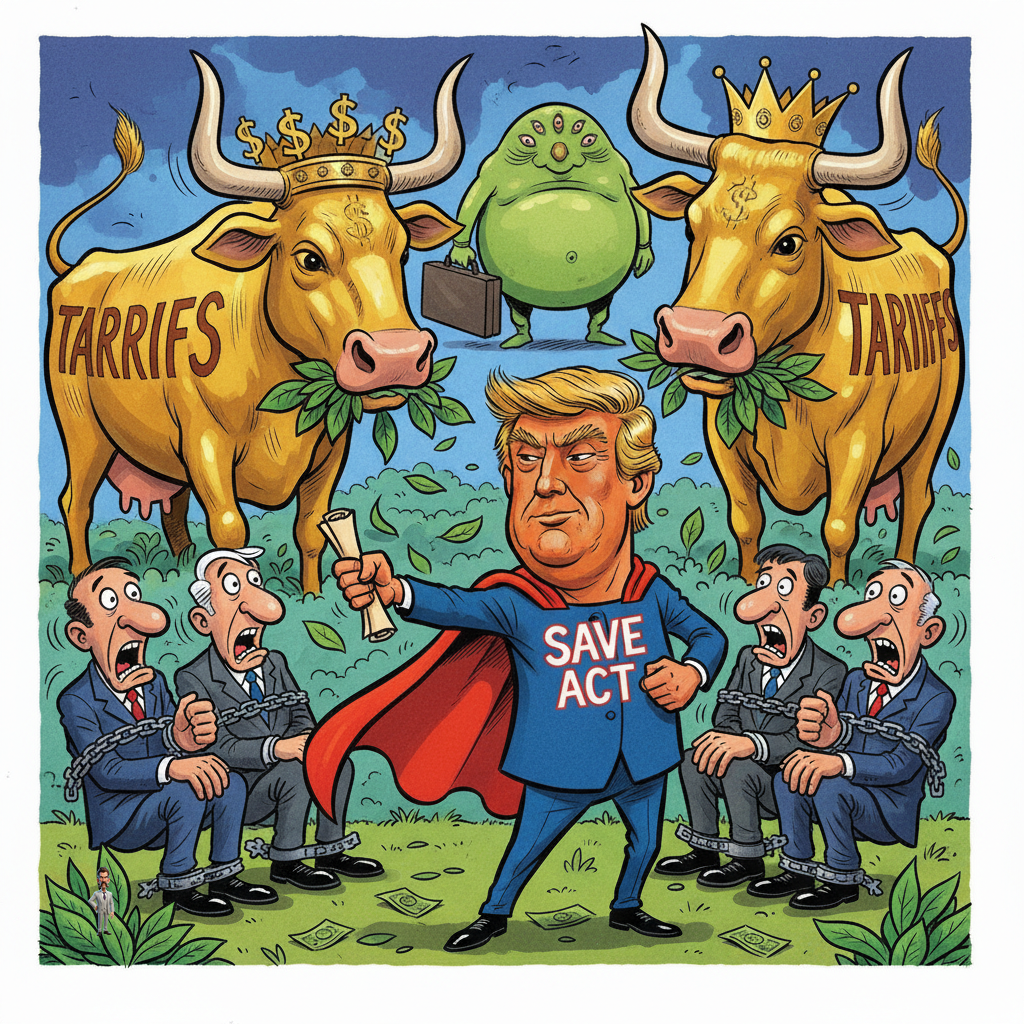 Trump Unveils 'SAVE Act,' Demanding Congress Cease All Self-Enrichment While He Alone Preserves National Economy