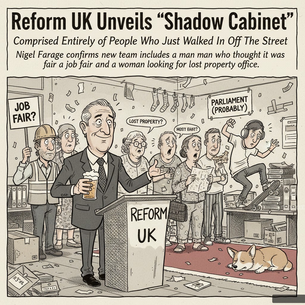 Reform UK Unveils 'Shadow Cabinet' Comprised Entirely of People Who Just Walked In Off The Street