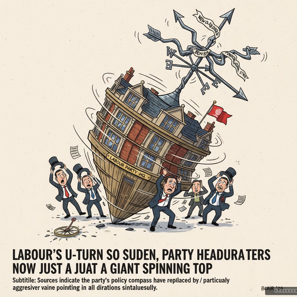 Labour's U-Turn So Sudden, Party Headquarters Now Just A Giant Spinning Top