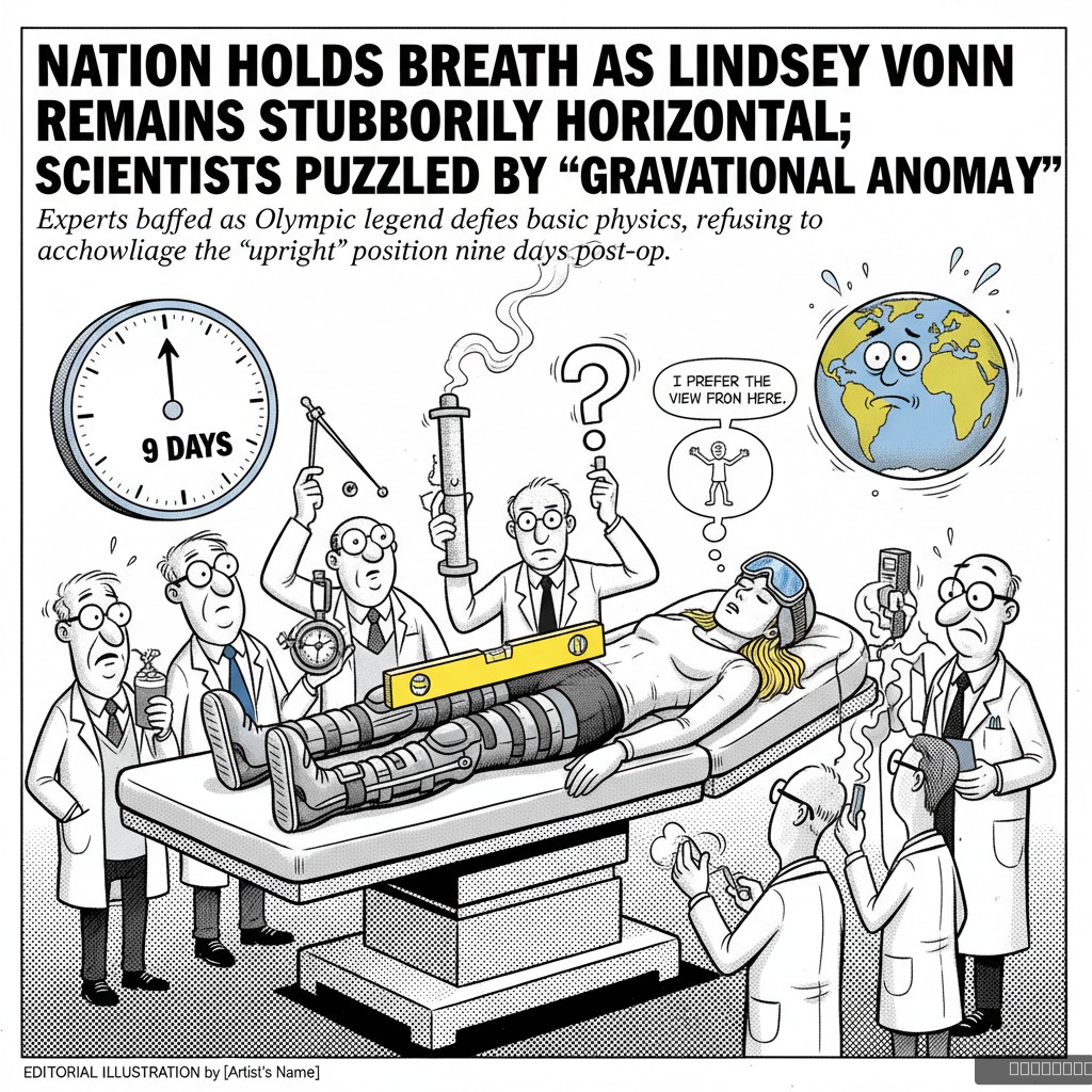 Nation Holds Breath As Lindsey Vonn Remains Stubbornly Horizontal; Scientists Puzzled By 'Gravitational Anomaly'