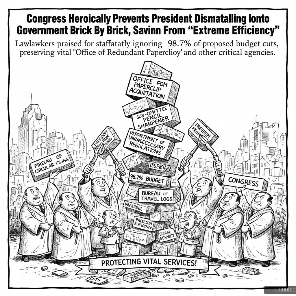 Congress Heroically Prevents President From Dismantling Government Brick By Brick, Saving Nation From 'Extreme Efficiency'