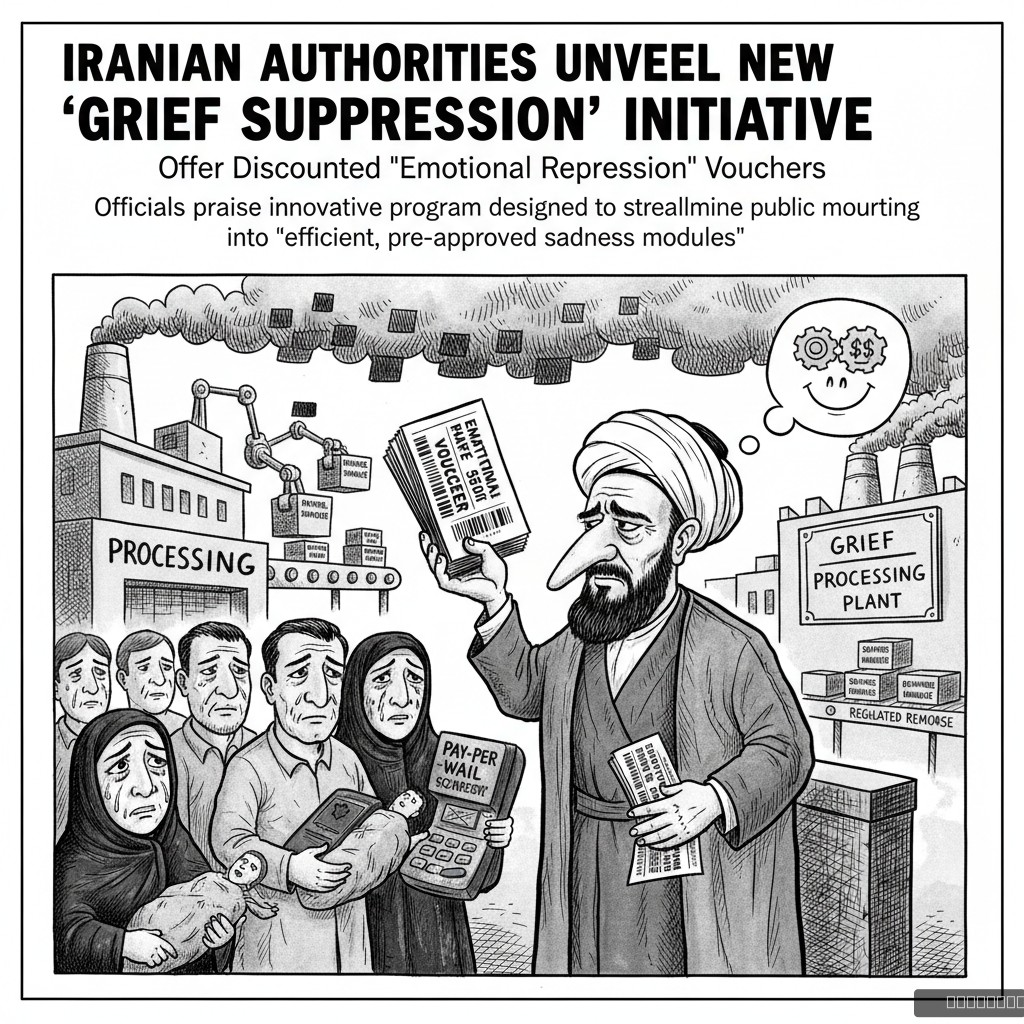 Iranian Authorities Unveil New 'Grief Suppression' Initiative, Offer Discounted 'Emotional Repression' Vouchers