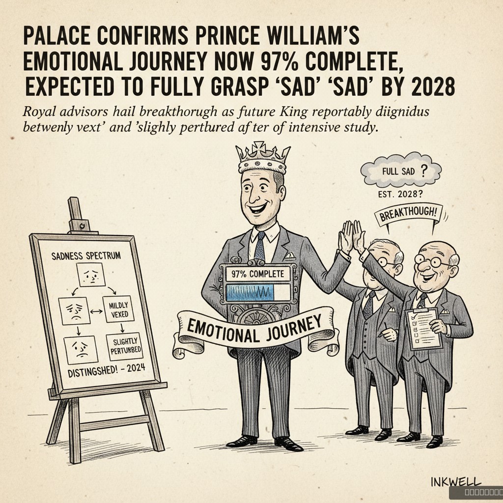 Palace Confirms Prince William's Emotional Journey Now 97% Complete, Expected To Fully Grasp 'Sad' By 2028