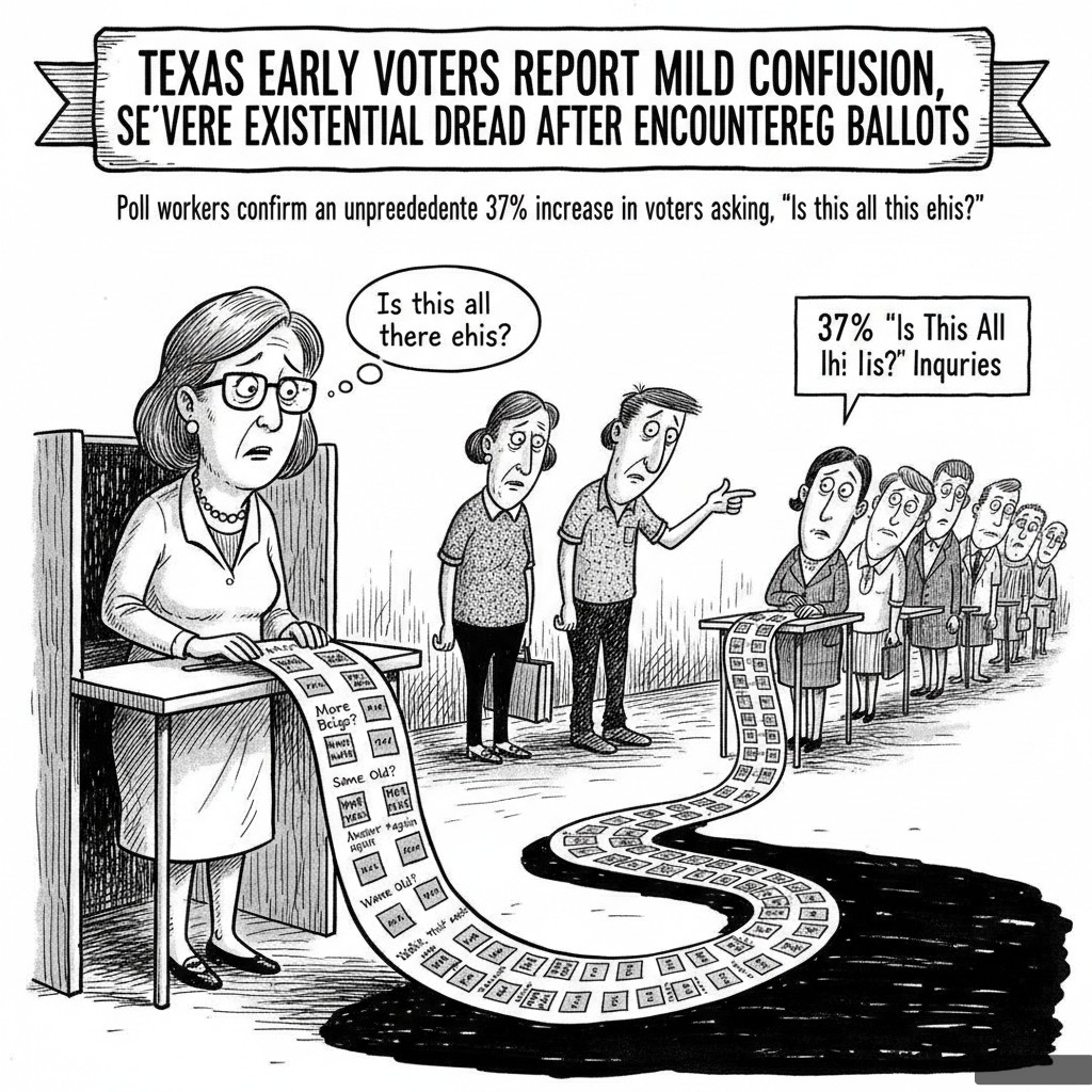 Texas Early Voters Report Mild Confusion, Severe Existential Dread After Encountering Ballots