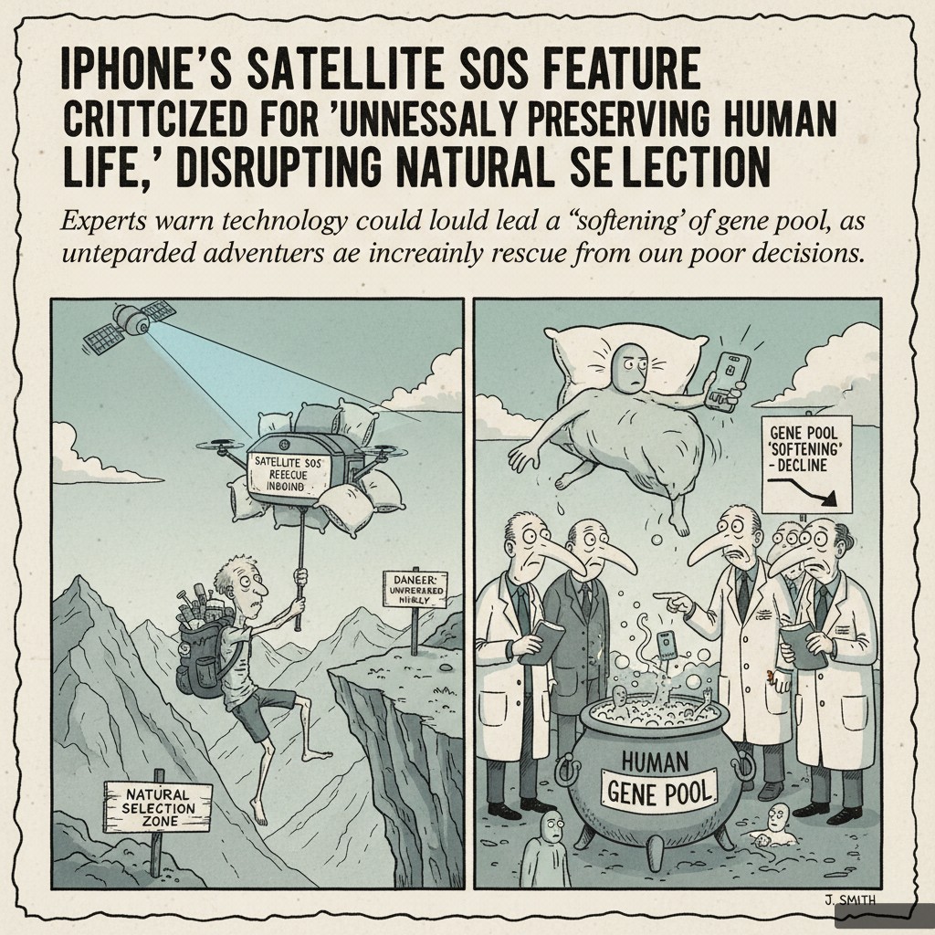 iPhone's Satellite SOS Feature Criticized for 'Unnecessarily Preserving Human Life,' Disrupting Natural Selection