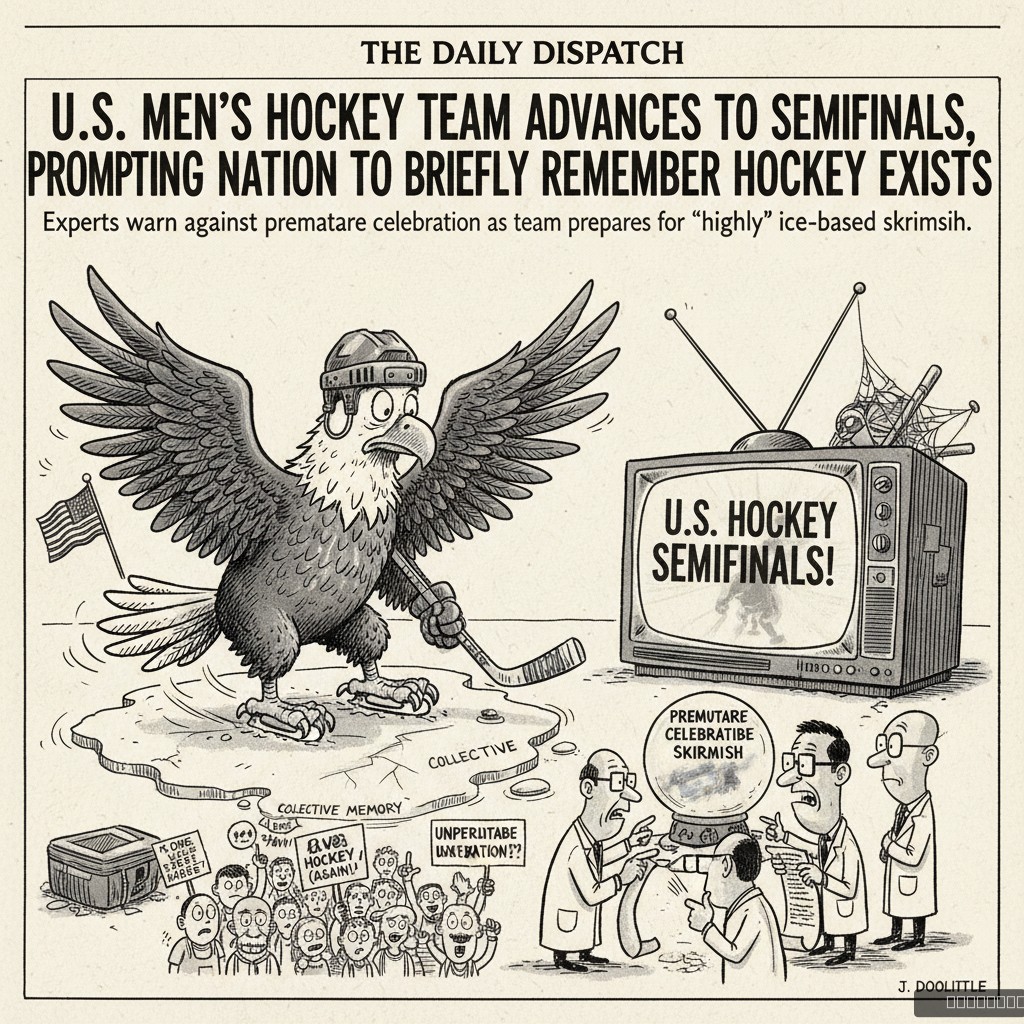 U.S. Men's Hockey Team Advances to Semifinals, Prompting Nation to Briefly Remember Hockey Exists