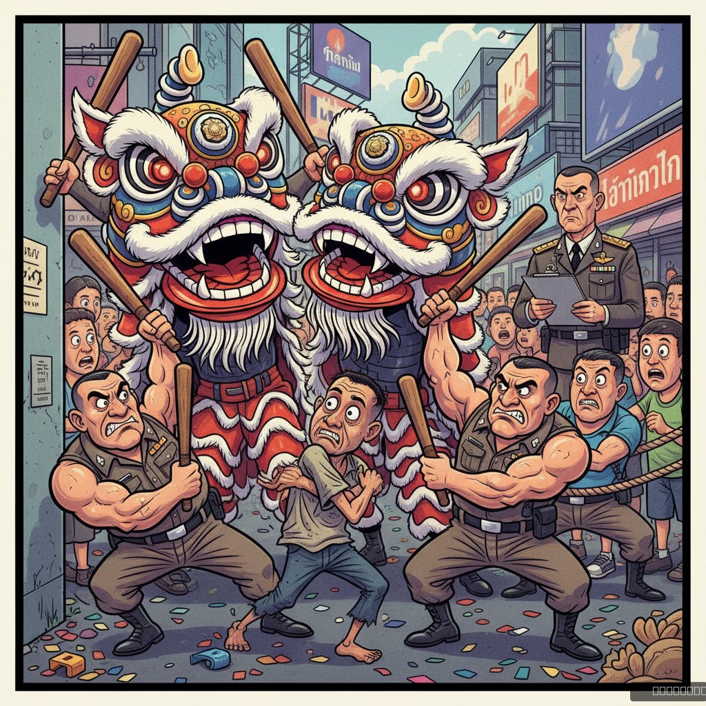 Elite Thai Police Lion Dance Unit Deemed 'Too Effective' After Arresting Man Who Just Looked Shifty