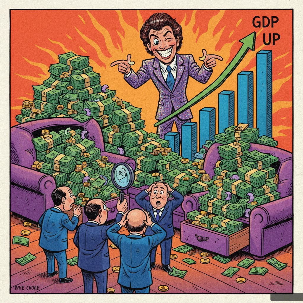 Nation's Economists Baffled as GDP Soars After Citizens Discover Billions in Couch Cushions, Old Sock Drawers