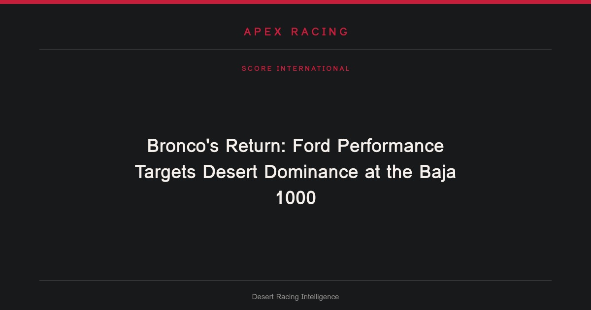 Bronco's Return: Ford Performance Targets Desert Dominance at the Baja 1000
