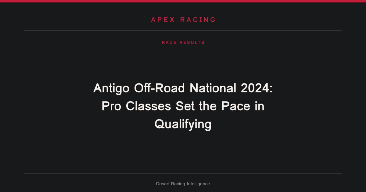 Antigo Off-Road National 2024: Pro Classes Set the Pace in Qualifying