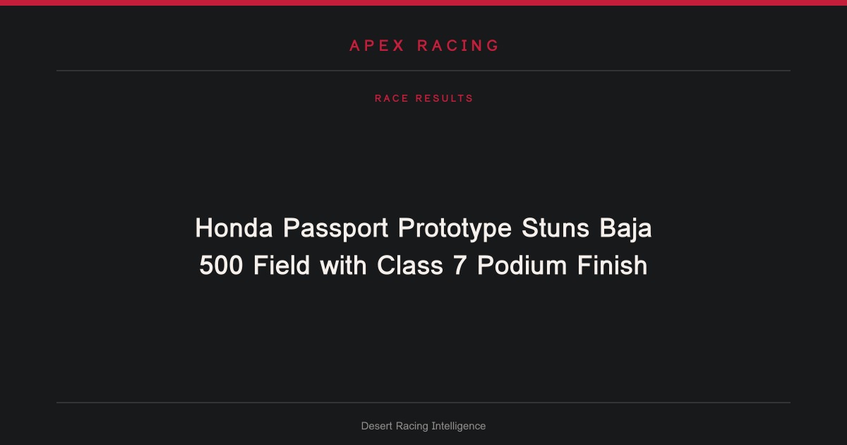 Honda Passport Prototype Stuns Baja 500 Field with Class 7 Podium Finish