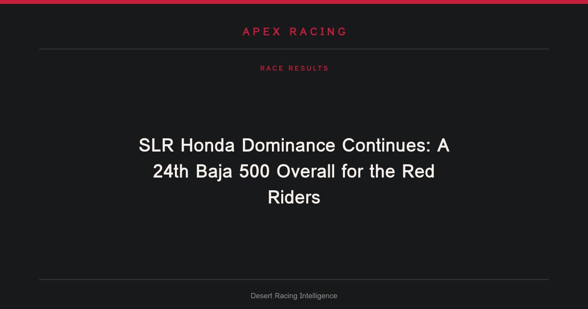 SLR Honda Dominance Continues: A 24th Baja 500 Overall for the Red Riders